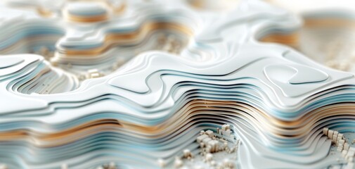 Fototapeta premium Abstract layered design showcasing fluid curves and vibrant colors, ideal for backgrounds or artistic projects. Perfect for creative expressions and digital designs.