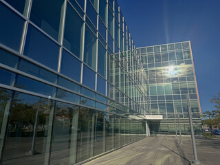 An urban glass building.