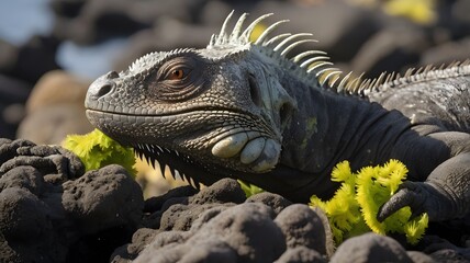 Fototapeta premium Close up view of Marine iguana