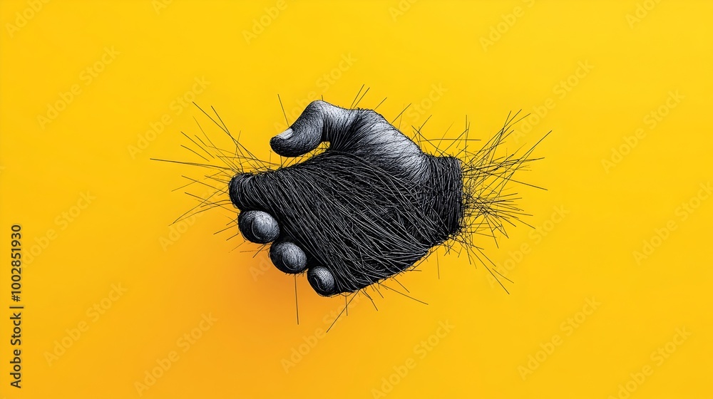 Aufkleber intertwining threads forming a handshake representing the strong bond interconnectedness and trust e