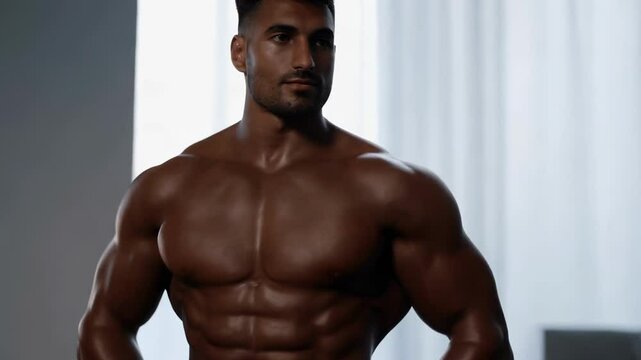 A man with a pumped-up torso AI