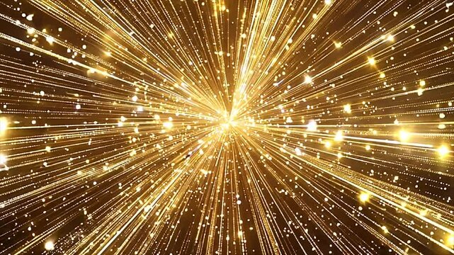 Golden sparkling lights background with zoom effect. Glittering gold abstract banner
