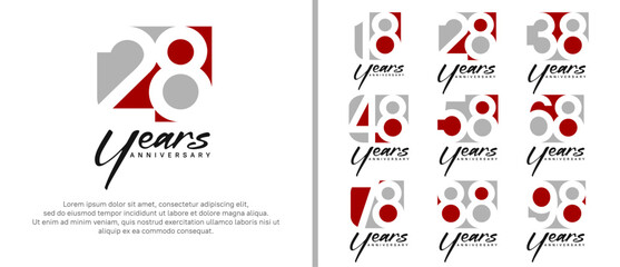 anniversary logo set. vector design red and grey color can be use for celebration moment