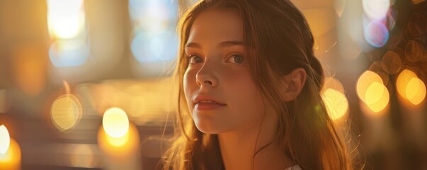 Realistic scene of a girl being confirmed at a church service high-definition clarity