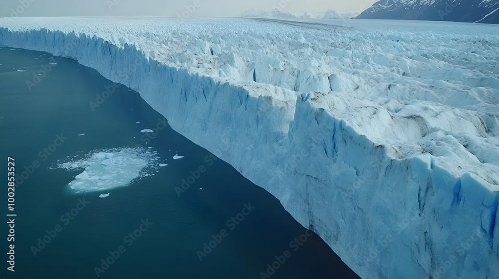 Poster Massive glaciers melting into the vast powerful ocean symbolizing the slow yet profound process of water gradually reshaping the face of the Earth through climate change and global warming