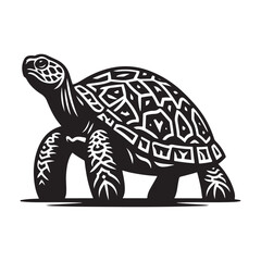 Turtle Silhouette, Stylish icon, template, background, tattoo. Print for t-shirt. Hand drawn vector illustration, Turtle black vector, isolated.