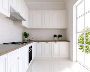 Fototapeta premium 3D interior design of a luxury kitchen with modern appliances, 3D CAD, residential interior design concept