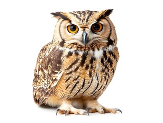 Fototapeta premium Majestic Owl Perched on a Branch with Piercing Eyes and Watchful Gaze