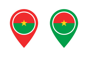 Burkina Faso flag location icon set