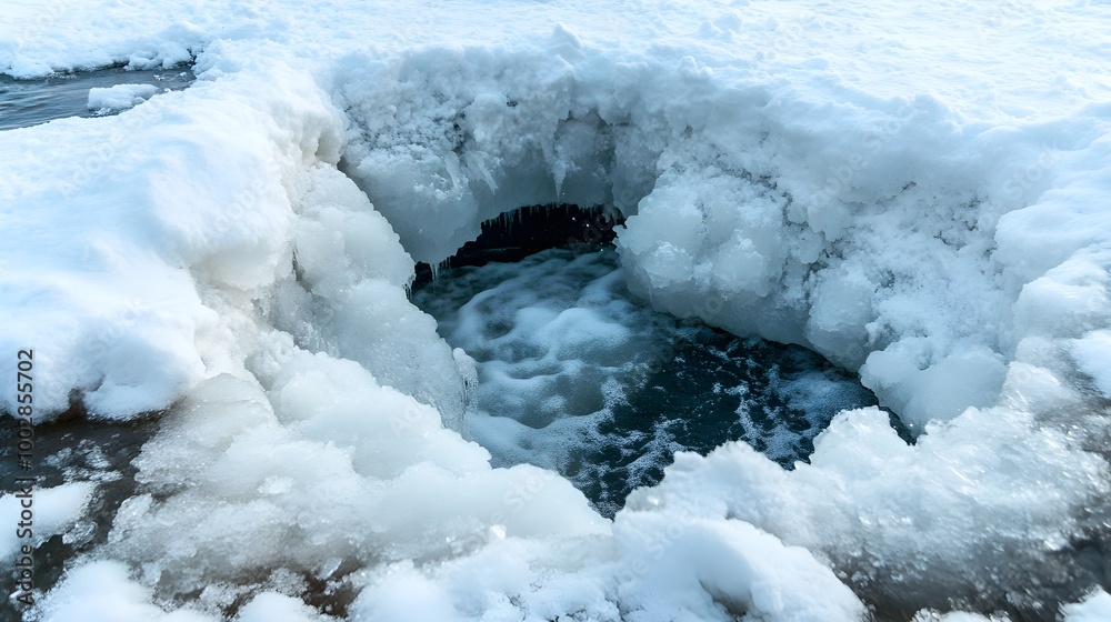 Aufkleber powerful spring thaw season unleashes a surging churning river as an ice dam breaks free unleashing 