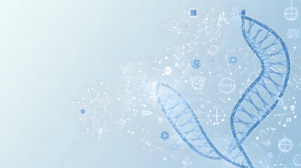 Abstract DNA Helix on Light Blue Molecular Science Background