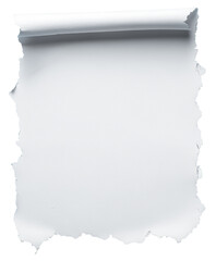 Naklejka premium A piece of paper is torn in half and is laying on a blue background. The paper is white and has a blank space in the middle