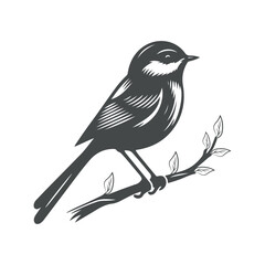 Cute bird silhouette illustration on a white background