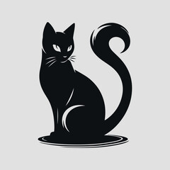 Cute cat silhouette illustration on white background