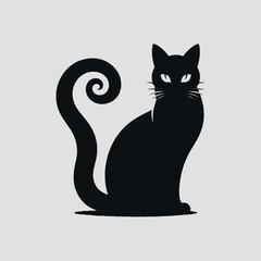 Cute cat silhouette illustration on white background