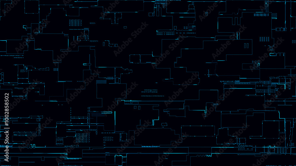 Poster printed circuit board. visualization of printed circuit board processor chip, digitalization of neur