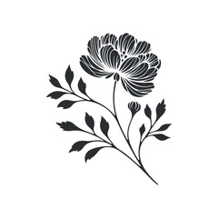 Abstract floral  silhouette illustration isolated on white background