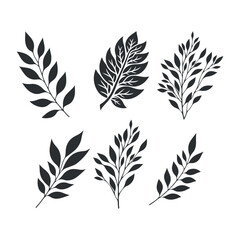 Obraz premium Set of leaves silhouette illustration isolated on white background