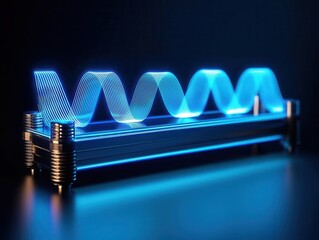 Fototapeta premium Vibrating cantilever beam with natural frequency waves, mechanics of solids, vibration analysis concept