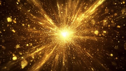 Fototapeta premium Golden explosion of light and particles in a dynamic display of energy and motion