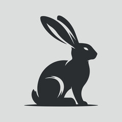 Cute rabbit silhouette illustration isolated on white background