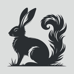 Cute rabbit silhouette illustration isolated on white background