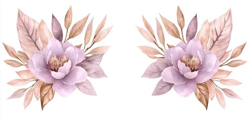 Elegant floral arrangement featuring soft purple blooms and delicate leaves, perfect for design and decoration themes.