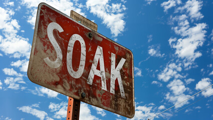 a funny interpretation of a traffic sign with the text "SOAK" on it