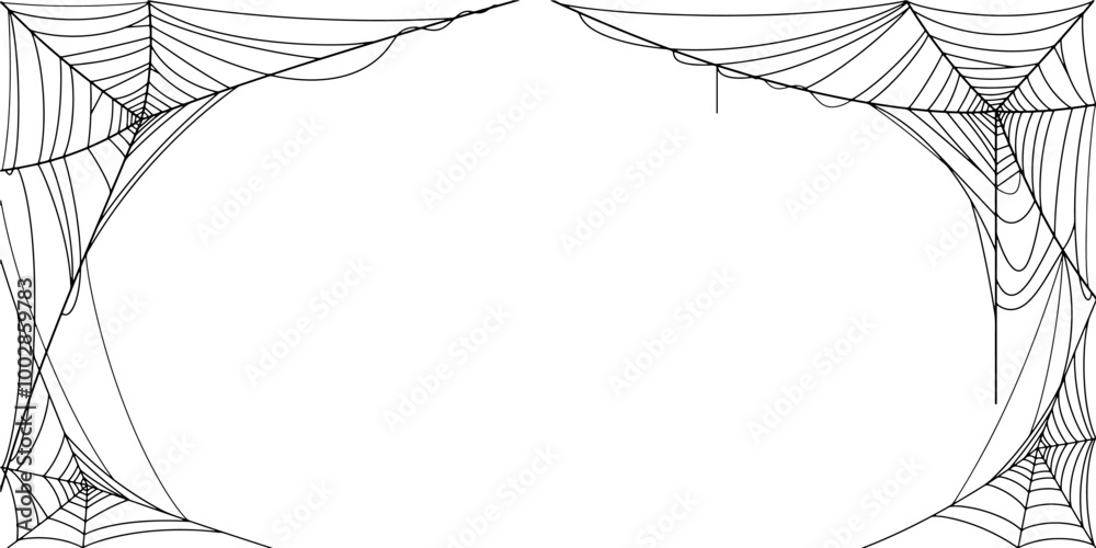 Sticker frame of spider web, vector of spider web on white