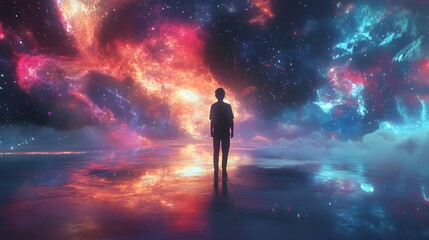 Solitary Silhouette Gazing into the Cosmic Abyss