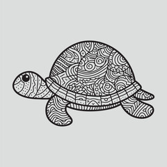 Fototapeta premium Turtle mandala style illustration for the coloring page, silhouette pattern illustration isolated on white background