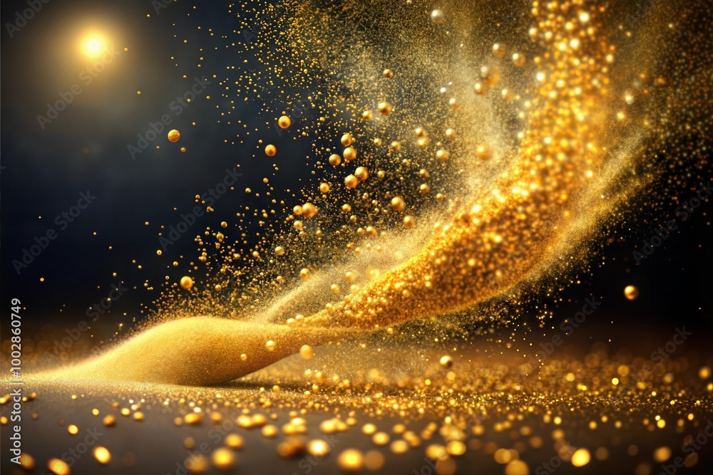 Canvas Prints vortex of golden dust explodes against dark background close-up