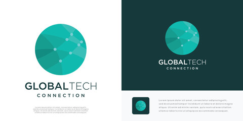 Global technology vector logo icon template with connection concept © sang
