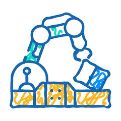 robotic arm conveyor production doodle icon sketch vector. robotic arm conveyor production sign. isolated symbol illustration