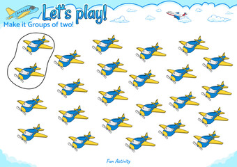 Make it groups of two fun logic game for kid activities air transport 1