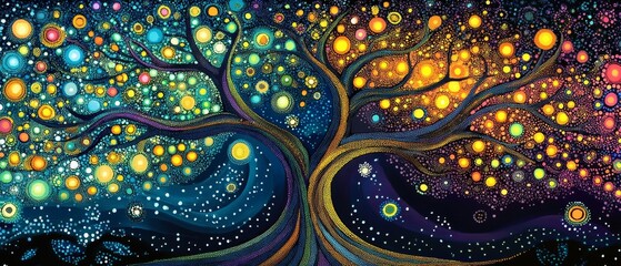 Swirling Tree of Life in Artistic Style