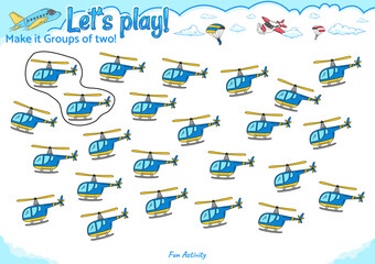 Make it groups of two fun logic game for kid activities air transport 12