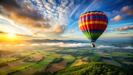 A hot air balloon soaring in the sky
