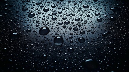 Water Drops on Dark Surface, Abstract Background, Photography, Water, Dark