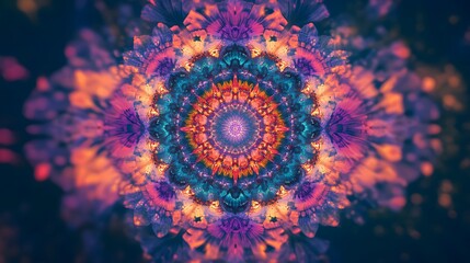 Vibrant Kaleidoscopic Mandala - Mesmerizing Abstract Digital Art Composition