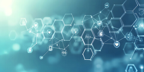 Obraz premium Abstract Futuristic Network of Hexagons and Digital Connections