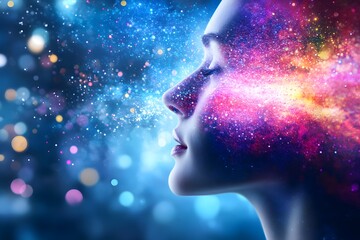 Waves of energy flowing from a person’s mind, illustrating the manifestation