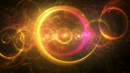 Fototapeta premium Abstract art with bright gold and pink circles