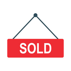 Sold Tag Sticker Icon - Vector Illustration Isolated on White Background