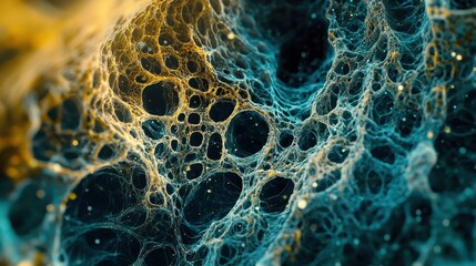 Close-up of a high-definition image captured through a microscope, displaying intricate cellular details, ideal for educational use