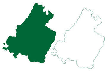 Sirohi district (Rajasthan State, Republic of India) map vector illustration, scribble sketch Sirohi map