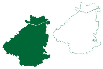 Singrauli district (Madhya Pradesh State, Rewa division, Republic of India) map vector illustration, scribble sketch Singrauli map
