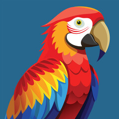 Obraz premium blue and yellow macaw ara A scarlet macaw perched against a simple background, its red, blue, and yellow feathers standing out vividly vector animal illustration of A scarlet macaw preening its feathe