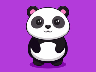 Cartoon Panda a on a purple background