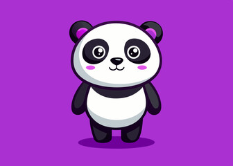 Cartoon Panda a on a purple background